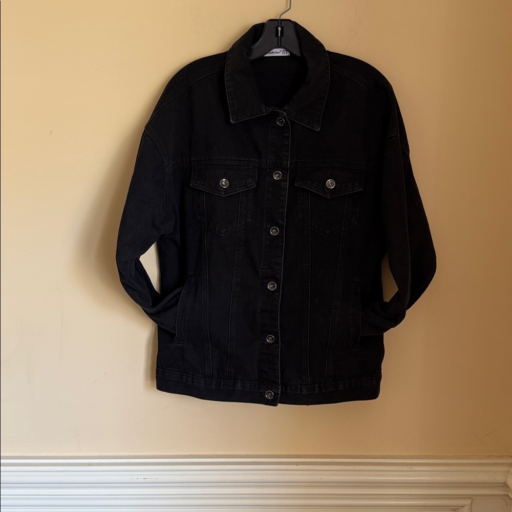 Cantonwalker Oversized Black Denim Boyfriend Jacket -‎ Size M